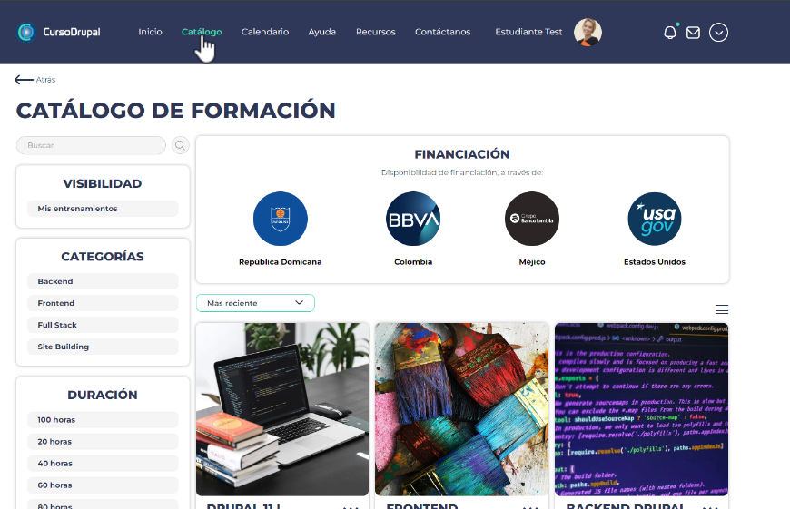 catalogo cursos en cursodrupal